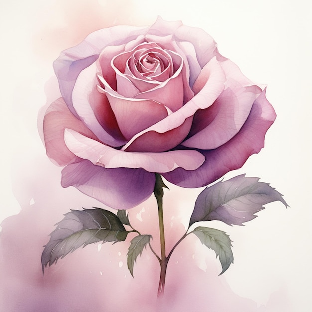 hay una pintura de una rosa con un fondo rosa generativo ai