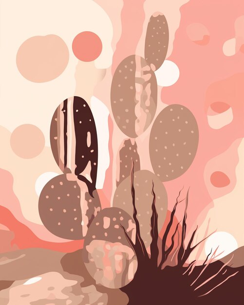 Foto hay una planta de cactus con un cactus en el primer plano generativo ai