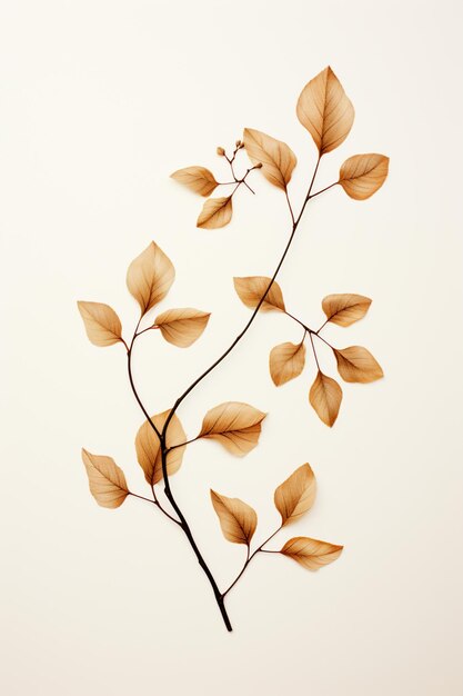 Hay una planta con hojas en un fondo blanco generativo ai