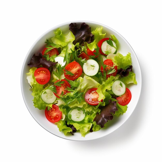 Foto hay un plato de ensalada con tomates y pepinos generativo ai