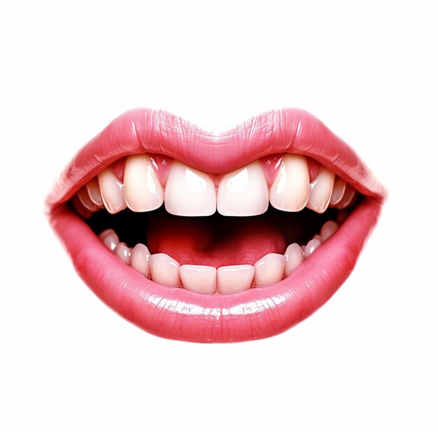 Foto hay un primer plano de la boca de una mujer con un diente faltante.