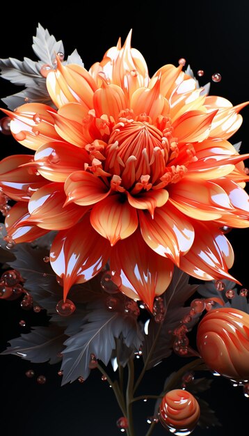 hay un primer plano de una flor con muchas hojas ai generativa