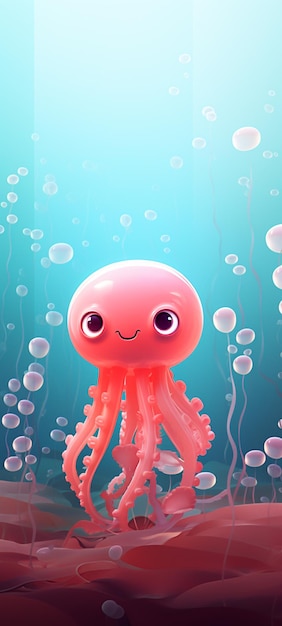 hay un pulpo de dibujos animados que está nadando en el océano generativo ai