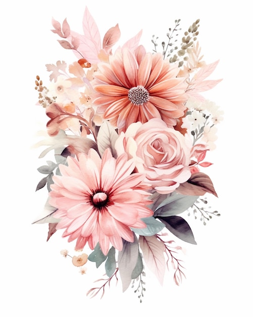 hay un ramo de flores con flores rosas y blancas generativas ai