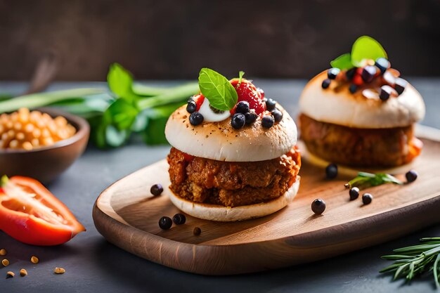 Hay una receta para un sándwich de pollo sobre una tabla de cortar.