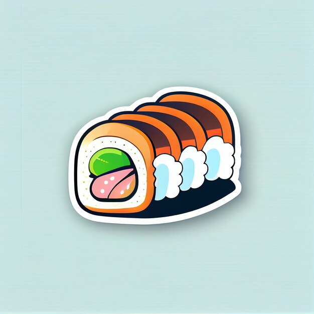 hay un rollo de sushi con una hoja verde ai generativa