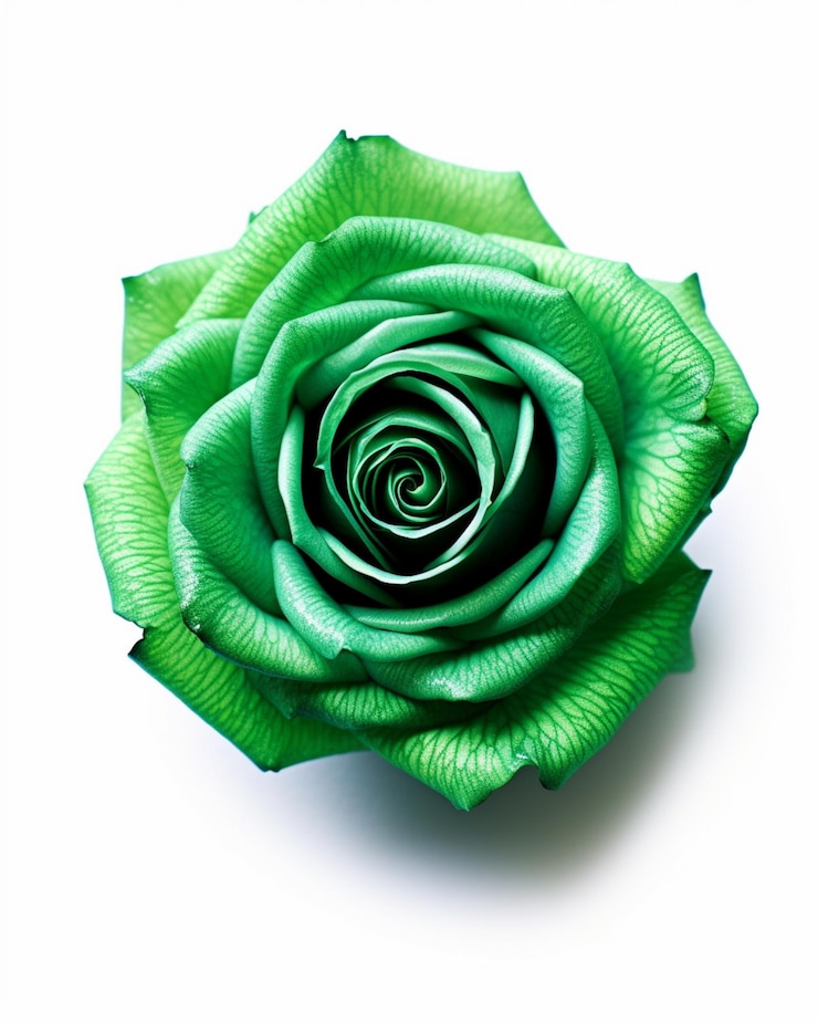 Foto hay una rosa verde que está en una superficie blanca generativa ai