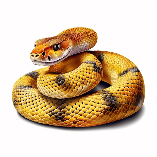 Foto hay una serpiente que está enroscada en una superficie blanca generativa ai