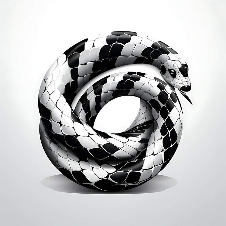 Foto hay una serpiente que está enrollada en una espiral