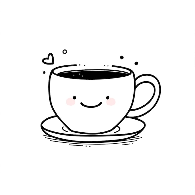 Hay una taza de café con una cara sonriente en ella.