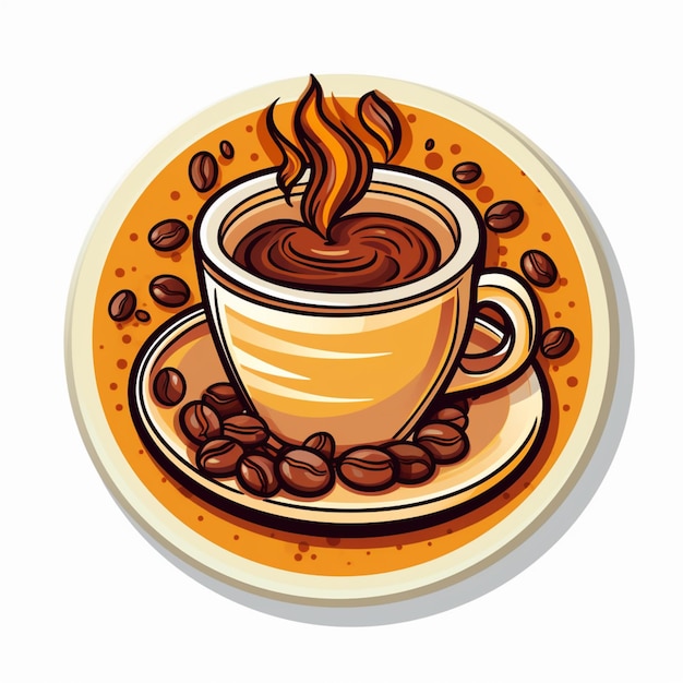 Foto hay una taza de café con granos de café en un platillo generativo ai