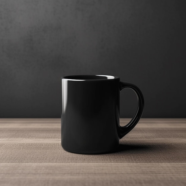 Foto hay una taza de café negro sobre una mesa de madera ai generativo