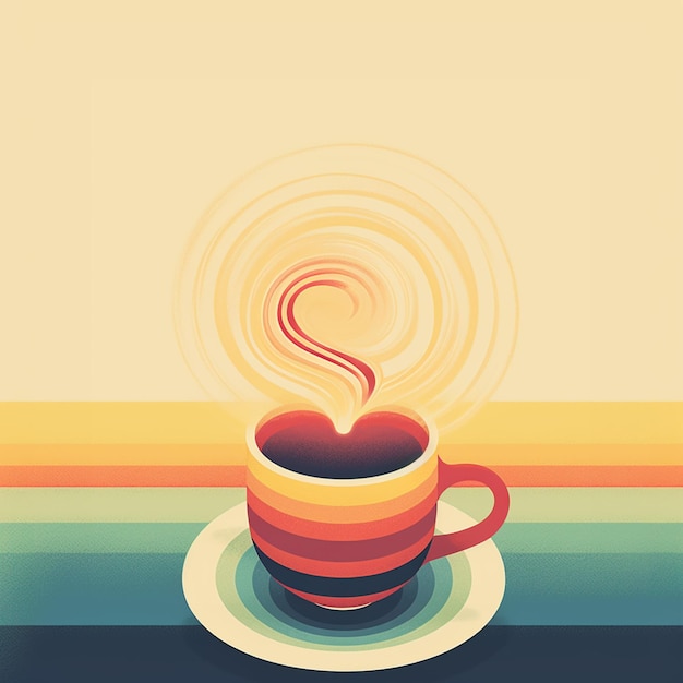 Foto hay una taza de café con un vapor en forma de corazón que sale de ella.
