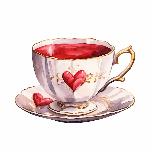 hay una taza de té con un corazón en ella generativa ai