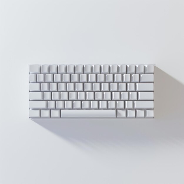 Foto hay un teclado blanco sentado en una superficie blanca generativa ai