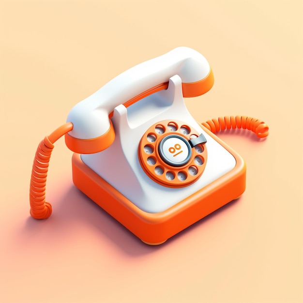 Hay un teléfono naranja y blanco sobre una superficie rosa generativa ai.