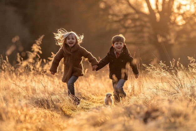 Hay tiempos divertidos por delante. Niños juguetones en acción.