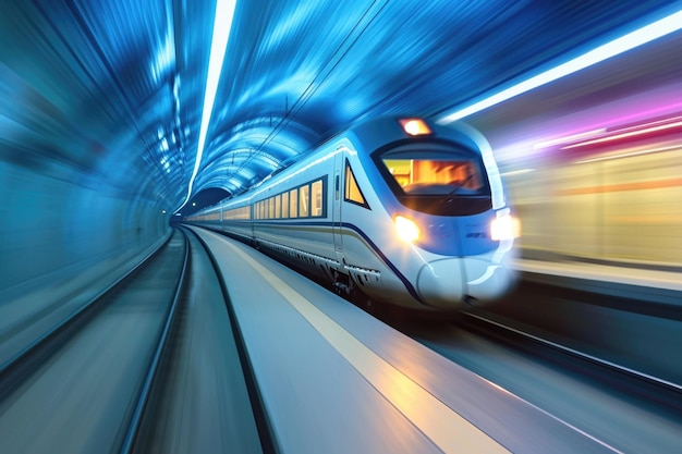 Hay un tren que pasa por un túnel.