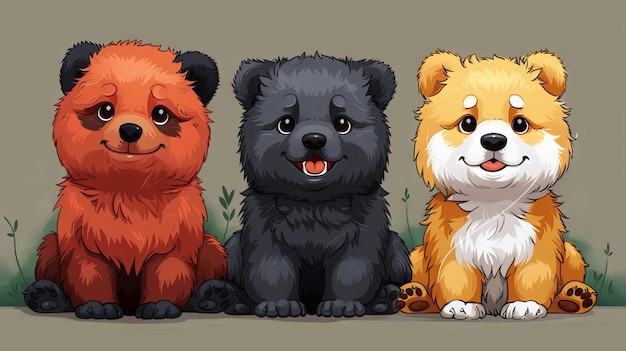 Hay tres perros, un oso y un panda en esta colección de pegatinas