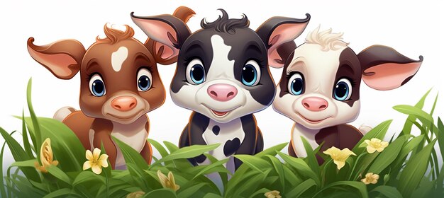 hay tres vacas paradas en la hierba juntas ai generativa