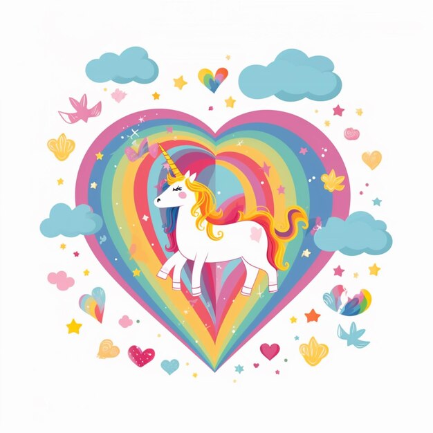 hay un unicornio que está de pie en una forma de corazón generativa ai