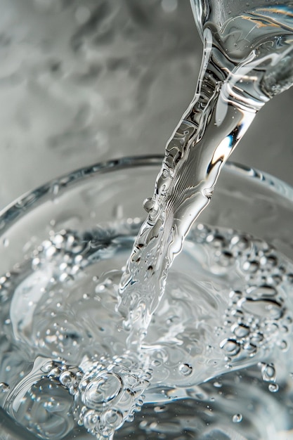 Foto hay un vaso de agua que se vierte en un vidrio generativo ai