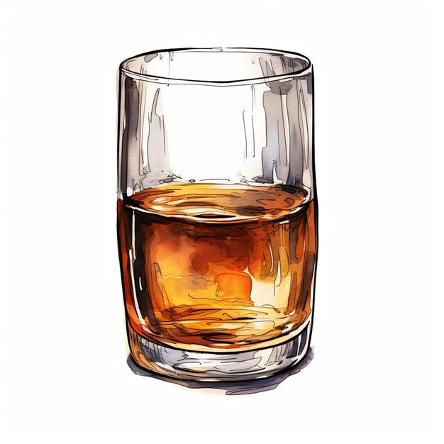 hay un vaso de whisky sobre una mesa ai generativa