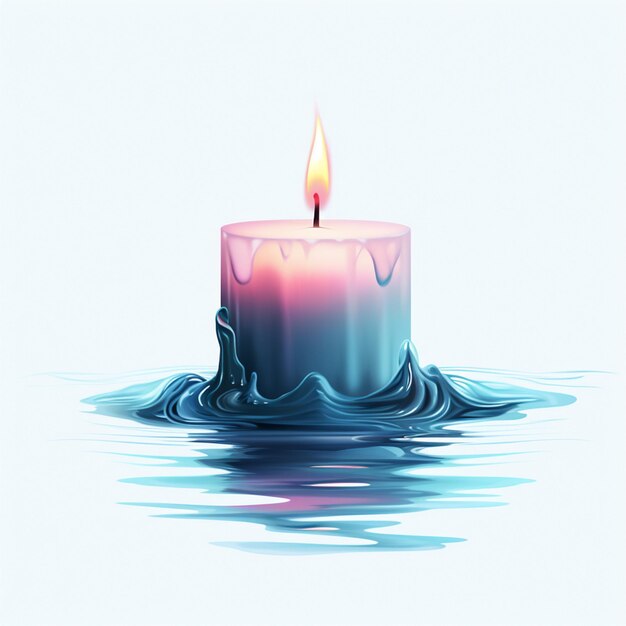 hay una vela encendida flotando en el agua con una onda generativa ai