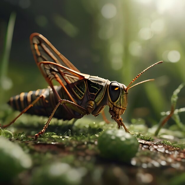 Foto hazme una imagen de una fábula que es el saltamontes y la hormiga generada por la ia