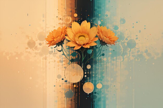 Hazy abstrato crisântemo girassol flores design negócio cartaz fundo ilustração