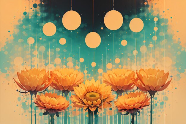 Hazy abstrato crisântemo girassol flores design negócio cartaz fundo ilustração