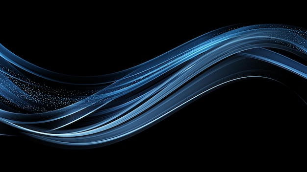 HD Abstracto Ondas Azules Flujo Glowing Ilustración de fondo de la foto 1