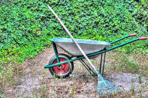 Hdr der Schubkarre in einem Garten