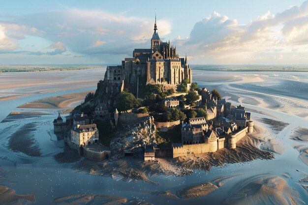 Foto he aquí el icónico mont saintmichel en normandía fra generative ai