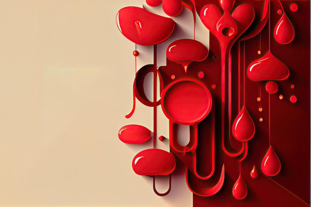 Header oder Banner für medizinische Konzepte mit roten abstrakten Papierschnittformen und Tropfen 14. Juni Weltblutspendetag Platz für Text Vektorgrafiken Spende retten Leben Vorlage für Anämie Hämophilie
