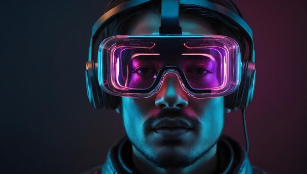 Foto headset de realidad virtual inspirado en el glassmorphism futurista