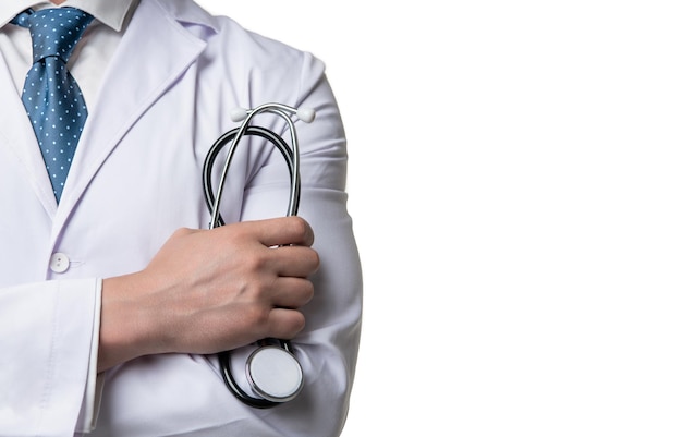 Healthcare worker crop view medizinischer praktiker, der stethoskop hält medizinisches fachpersonal
