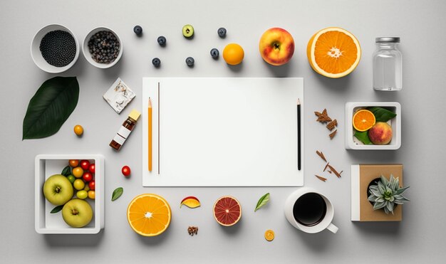 Foto healthy habits flat lay eine minimalistische darstellung von wellness generative ai