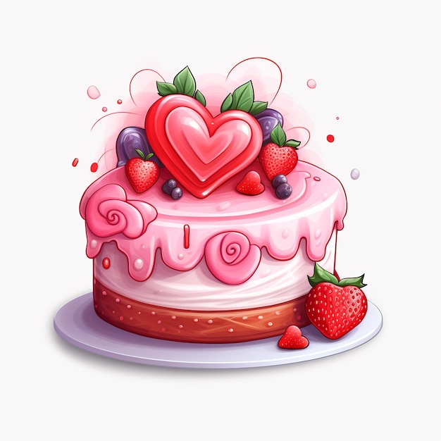 Heart Cake Valentine Sublimation Clipart fundo branco colorido