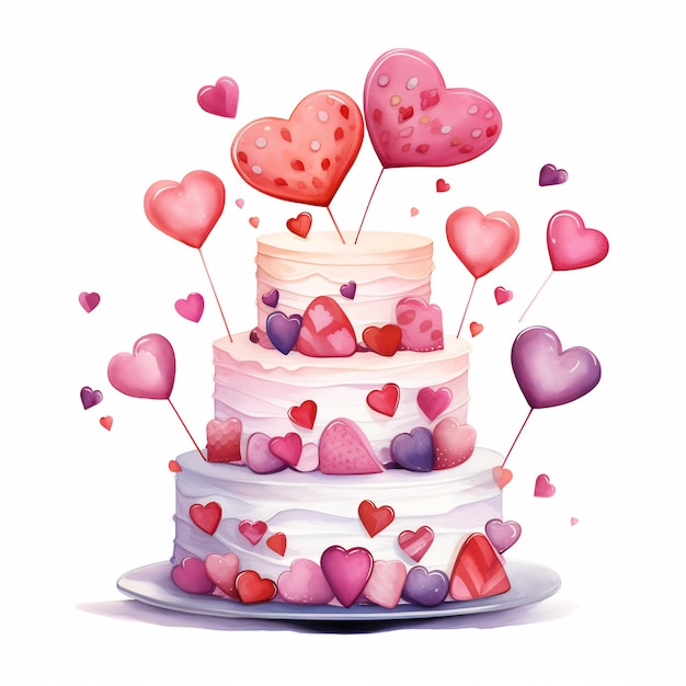 Foto heart cake valentine sublimation clipart fundo branco colorido