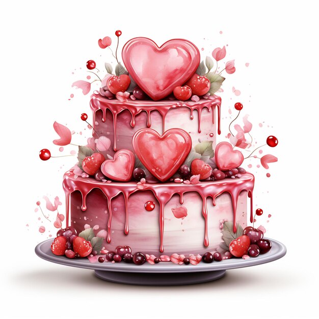 Heart Cake Valentine Sublimation Clipart fundo branco colorido