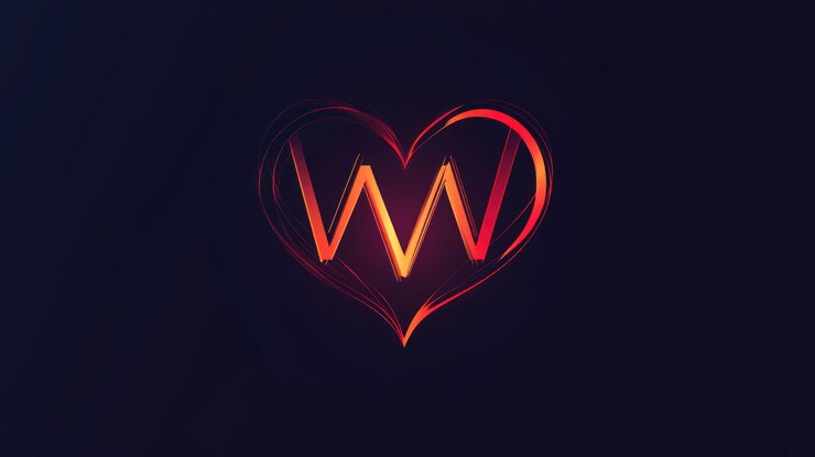 Foto heart_logo médico formado por la letra m en el latido del corazón