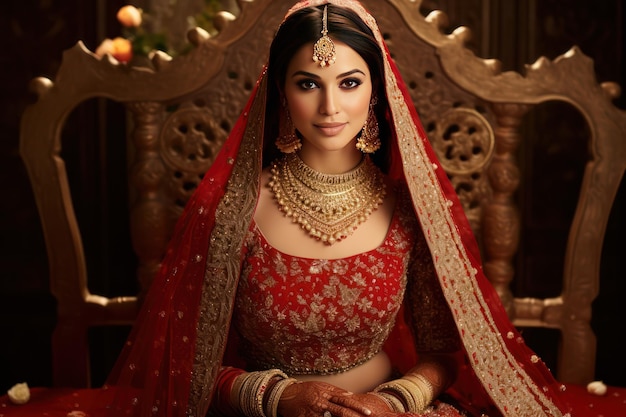 Heart of India apresenta uma noiva real em lehenga mehndi vermelho e dourado e um sorriso marcando seu especial