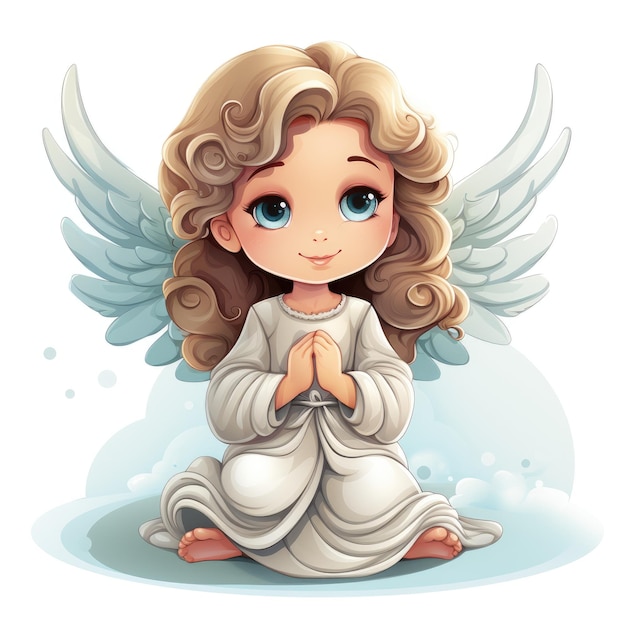 Heavenly Delight Um anjo de desenho animado caprichoso em arte vetorial