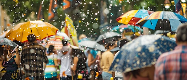 Heavy Rain Ein lebendiges und lebhaftes Straßenfestival