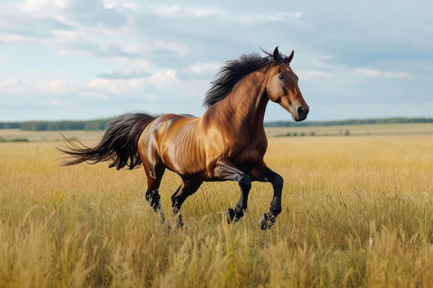 Heben Sie die Bewegung und Schönheit eines frei galoppierenden Pferdes hervor