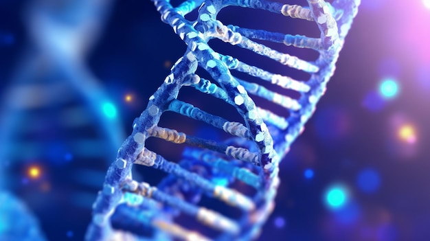 Una hebra de adn azul con la palabra adn en ella
