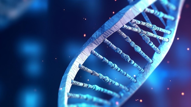 Una hebra de adn azul con la palabra adn en ella