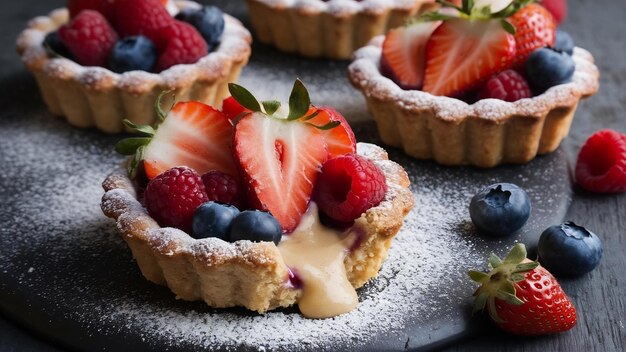 Hechas en casa deliciosas tartas de bayas rústicas de verano