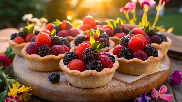 Hechas en casa deliciosas tartas de bayas rústicas de verano